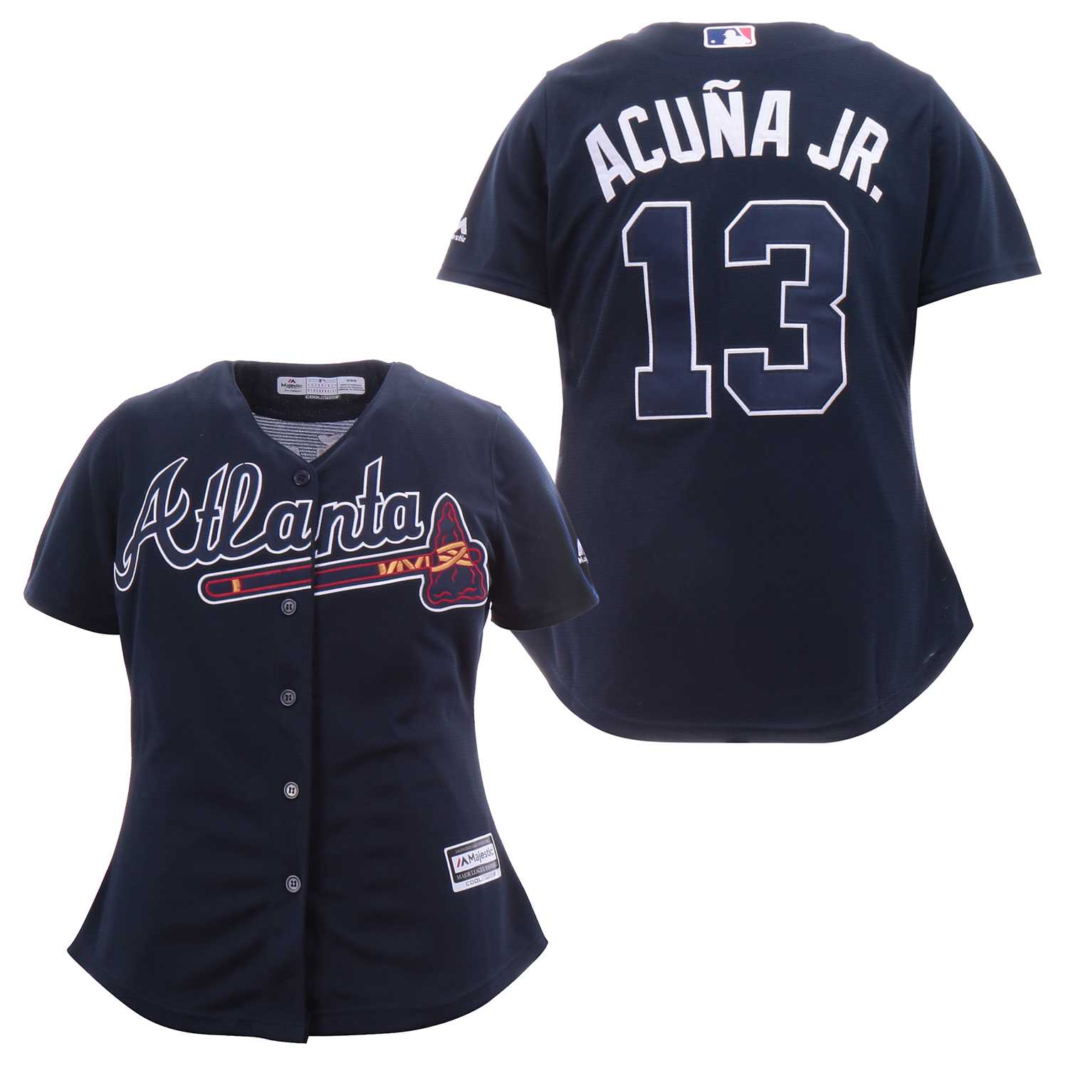 Women Braves 13 Ronald Acuna Jr. Navy Cool Base Jersey,We sell and wholesale Women Braves 13 Ronald Acuna Jr. Navy Cool Base Jersey on line form chian!